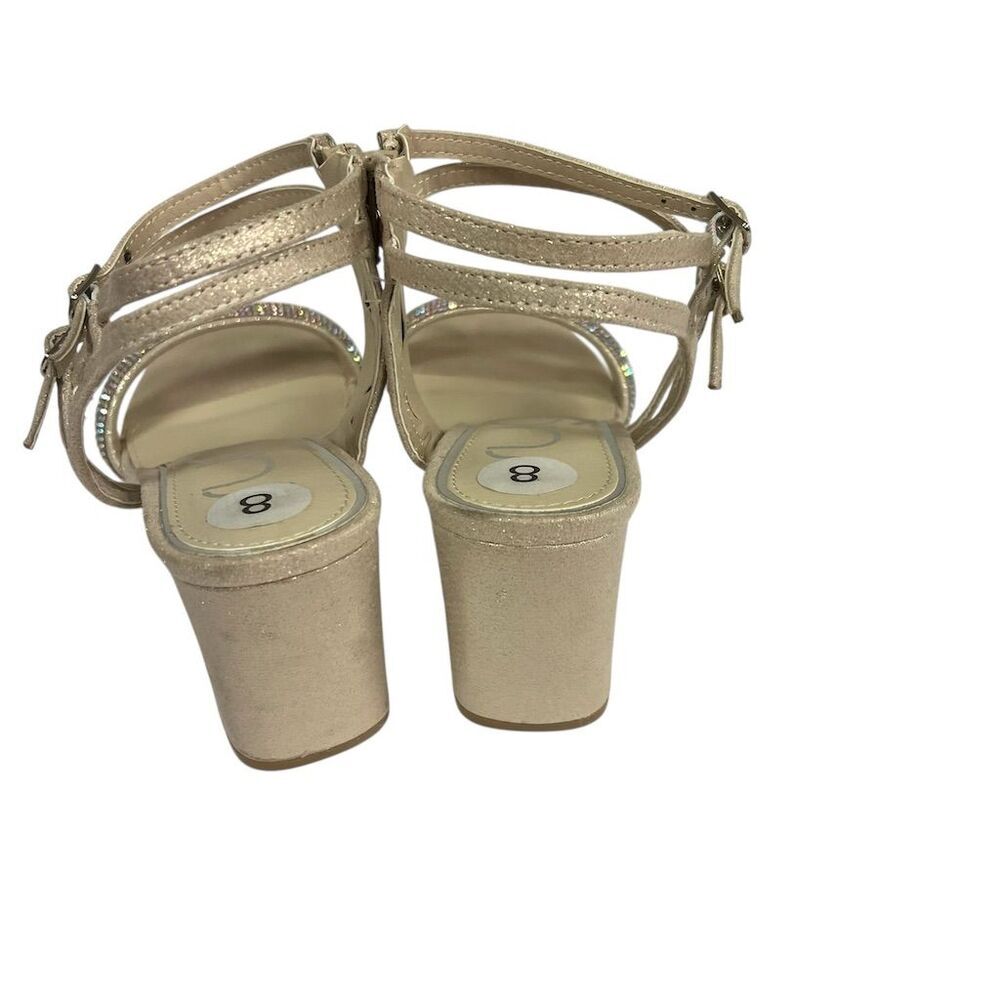 Sugar Women's Multi Colored Rhinestones Shimmering Beige Block Heel Sandals 8 - Picture 6 of 8